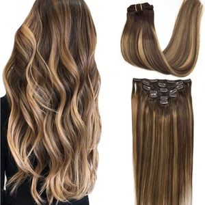 22 inch DOORES 100% real hair clip in extensions honey blonde